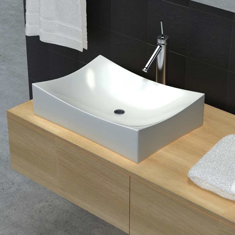 foto del prodotto lavandino in ceramica porcellana bianco lucido vidaxl