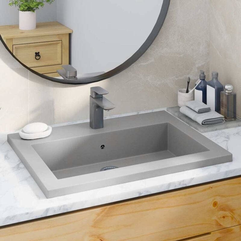 foto del prodotto lavandino in granito 600x450x120 mm grigio vidaxl