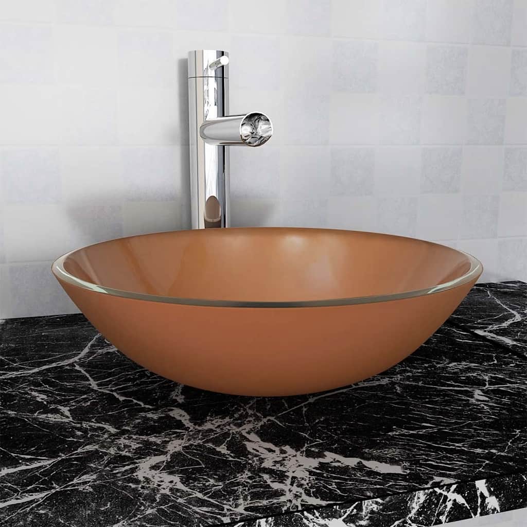 foto del prodotto lavandino in vetro temperato 42 cm marrone cod mxl 42014