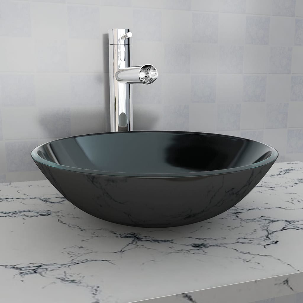 foto del prodotto lavandino in vetro temperato 42 cm nero cod mxl 45448