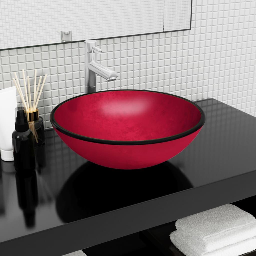 foto del prodotto lavandino in vetro temperato 42x14 cm rosso cod mxl 48691