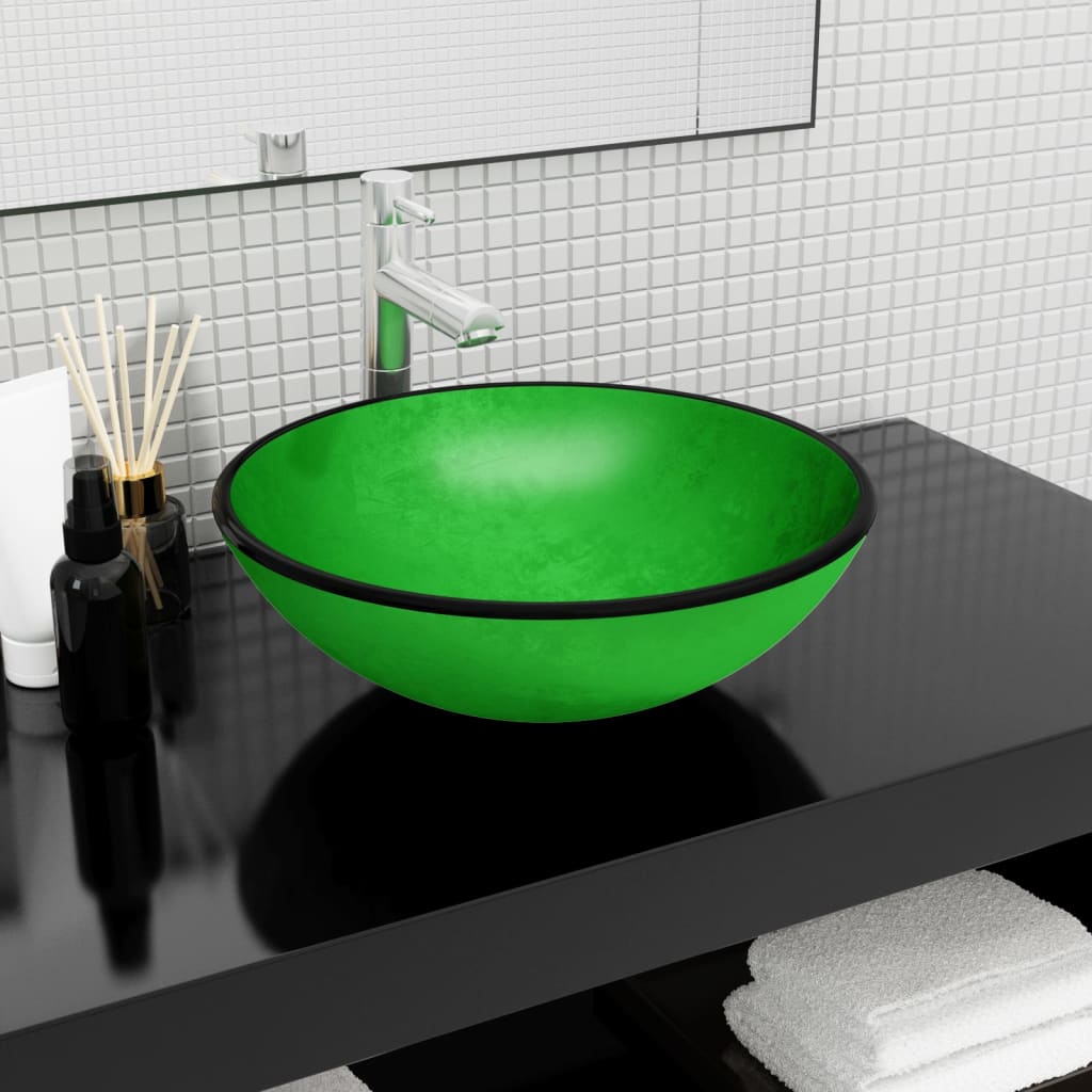 foto del prodotto lavandino in vetro temperato 42x14 cm verde cod mxl 40485