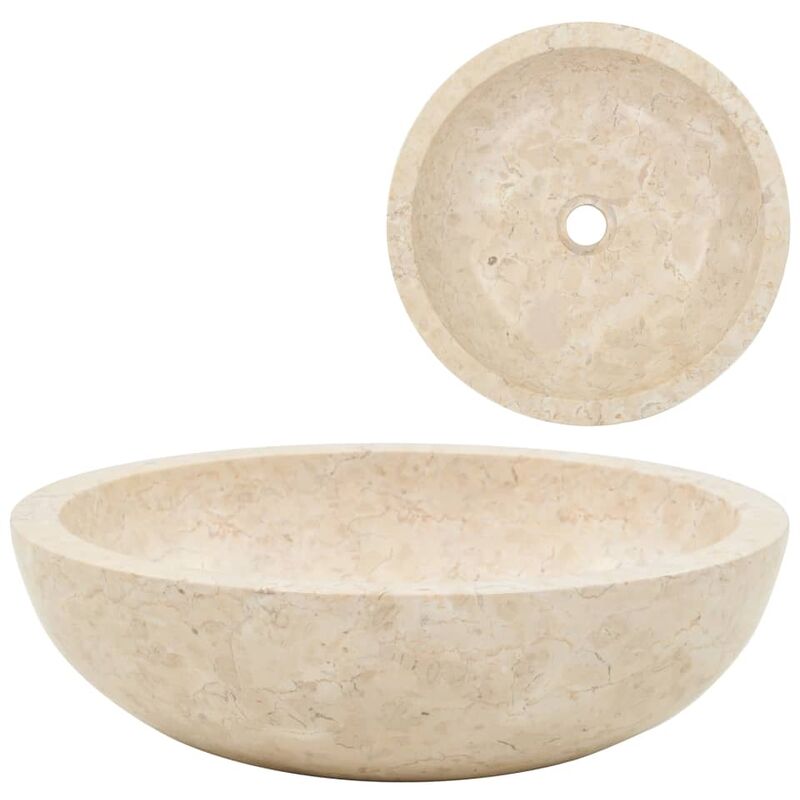 foto del prodotto lavandino lavabo moderno da bagno in marmo 40x12 cm toilette colore crema