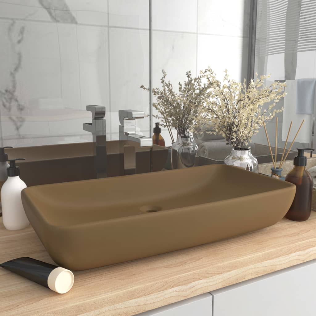 foto del prodotto lavandino lusso rettangolare crema opaco 71x38 cm in ceramicacod mxl 81535