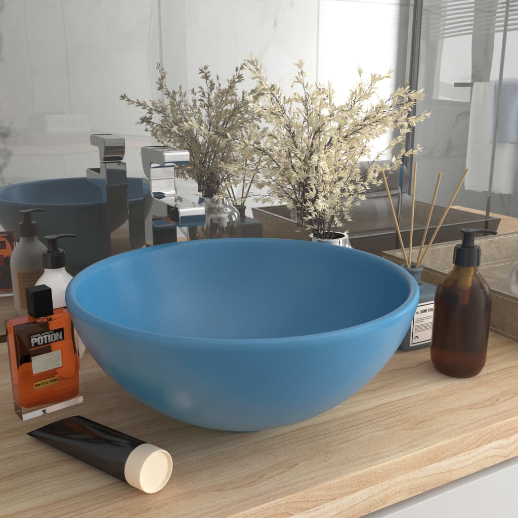 foto del prodotto lavandino lusso rotondo azzurro opaco 32,5x14 cm in ceramica cod mxl 49508