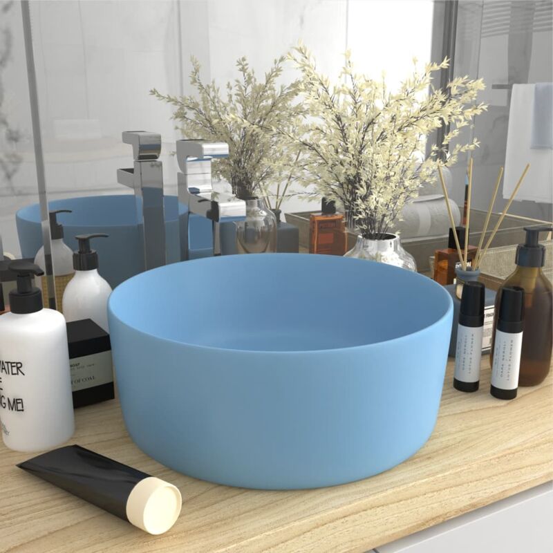 foto del prodotto lavandino lusso rotondo azzurro opaco 40x15 cm in ceramica vidaxl