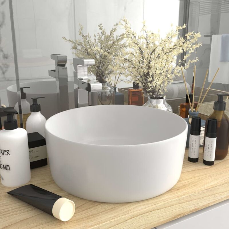 foto del prodotto lavandino lusso rotondo bianco opaco 40x15 cm in ceramica vidaxl