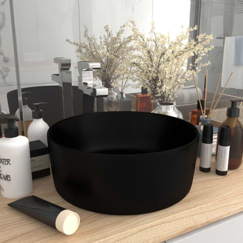 foto del prodotto lavandino lusso rotondo nero opaco 40x15 cm in ceramica vidaxl