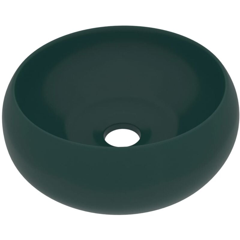 foto del prodotto lavandino lusso rotondo verde scuro opaco 40x15 cm in ceramica vidaxl