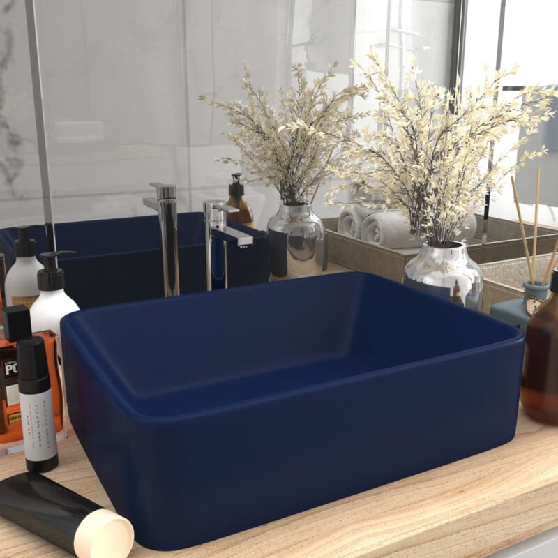 foto del prodotto lavandino luxury blu scuro opaco 41x30x12 cm in ceramica vidaxl