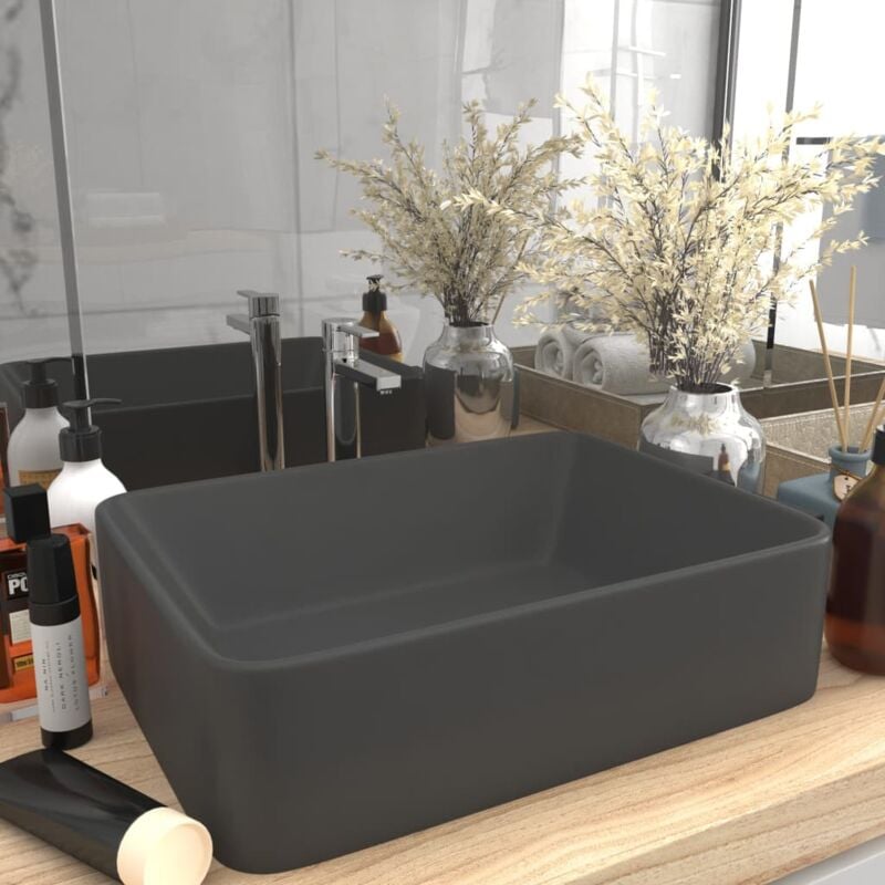 foto del prodotto lavandino luxury grigio scuro opaco 41x30x12 cm in ceramica vidaxl