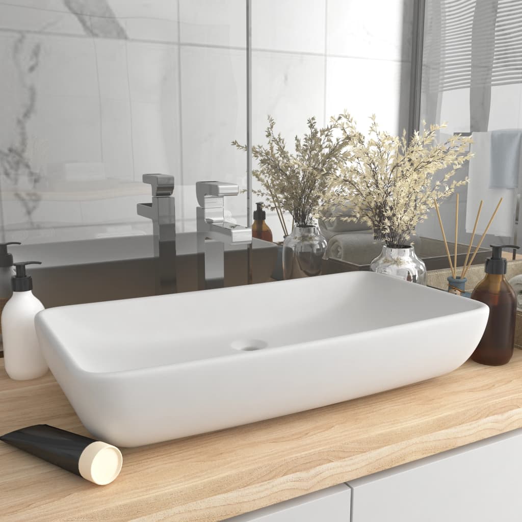 foto del prodotto lavandino luxury rettangolare bianco opaco 71x38cm ceramica cod mxl 43443