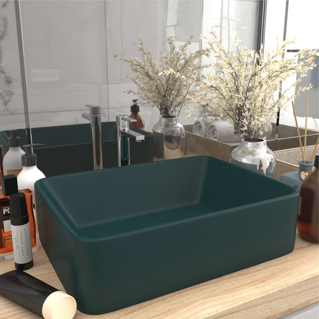 foto del prodotto lavandino luxury verde scuro opaco 41x30x12 cm in ceramica
