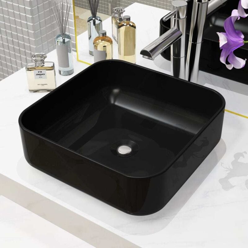 foto del prodotto lavandino quadrato in ceramica nero 38x38x13,5 cm vidaxl