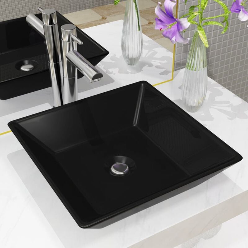 foto del prodotto lavandino quadrato in ceramica nero 41,5x41,5x12 cm vidaxl