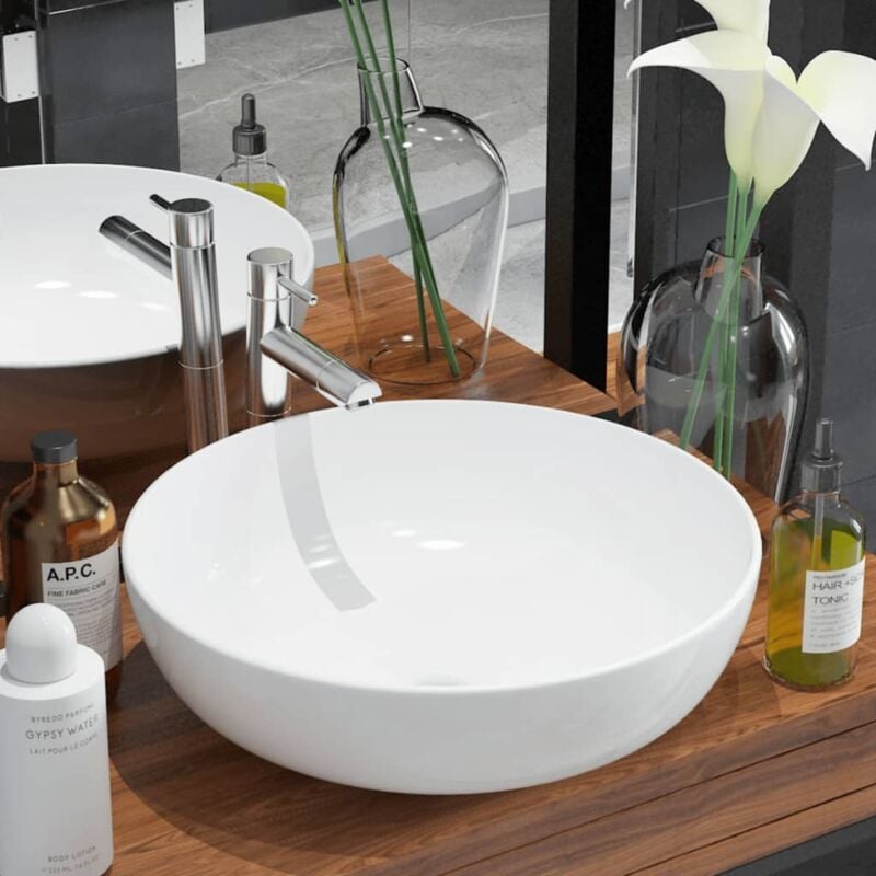 foto del prodotto lavandino tondo in ceramica bianca 41,5x13,5 cm vidaxl