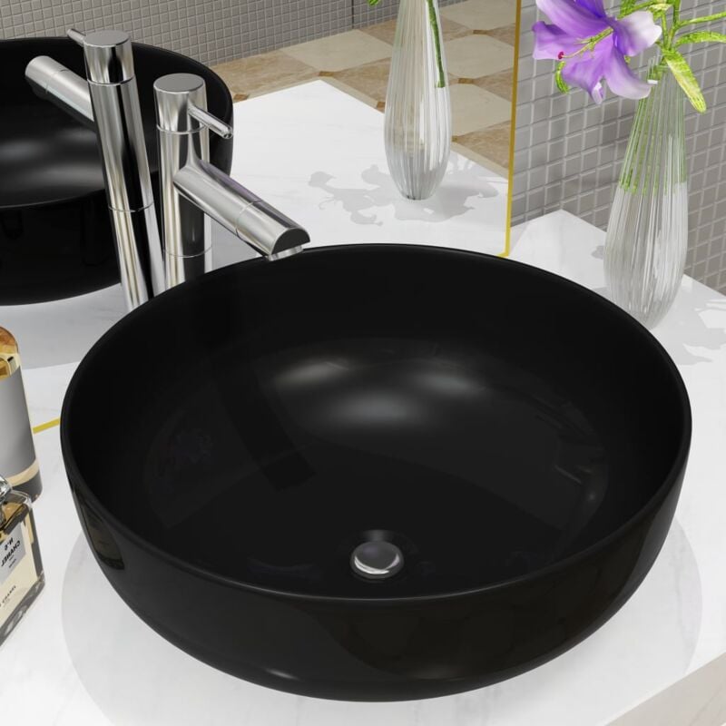foto del prodotto lavandino tondo in ceramica nero 41,5x13,5 cm vidaxl