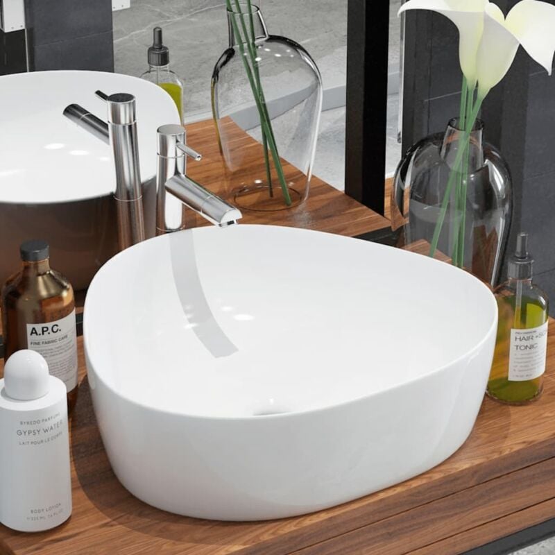 foto del prodotto lavandino triangolare in ceramica bianca 50,5x41x12 cm vidaxl