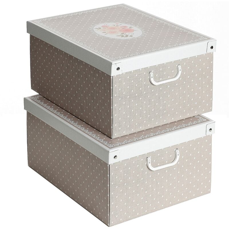 foto del prodotto lavatelli set 2 pezzi scatole armadio in cartone, organizer per vestiti e biancheria, per cambio stagione, pois 49x40xh24 cm