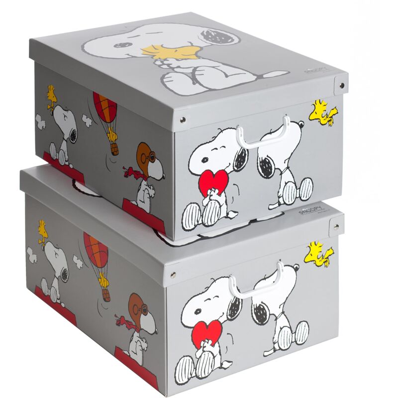 foto del prodotto lavatelli set 2 pezzi scatole armadio in cartone, scatole per vestiti e biancheria, per cambio stagione, snoopy 49x40xh24 cm