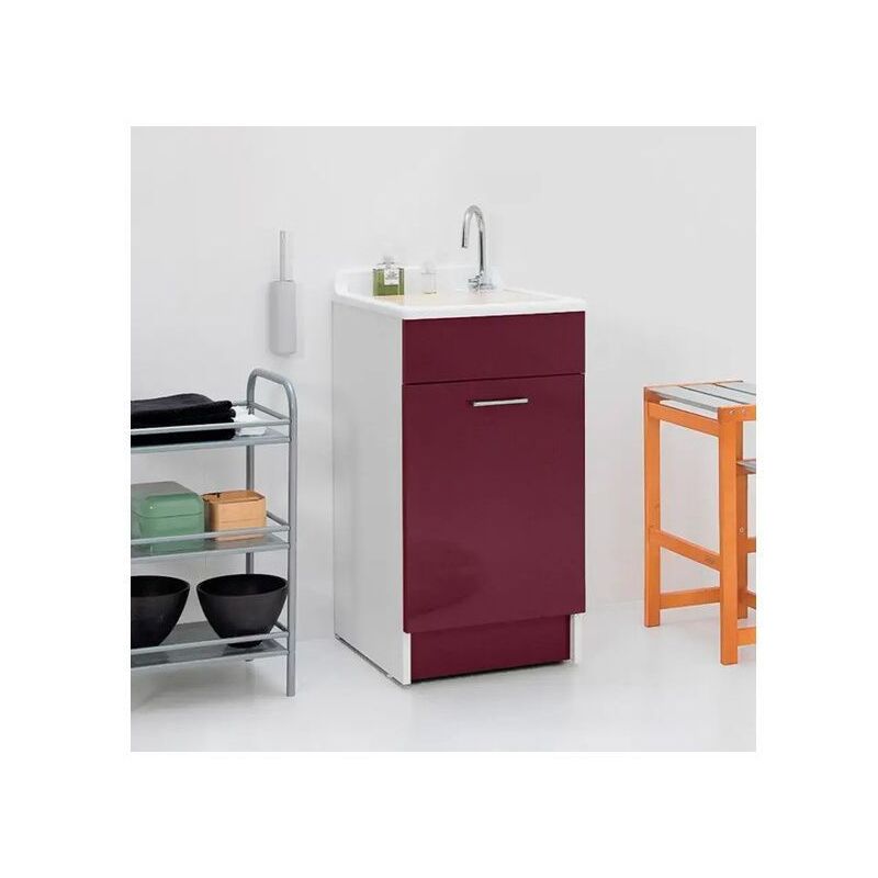 foto del prodotto lavatoio colavene swash 1 anta con contenitore vasca e asse lavapanni 45x60x86 melanzana 24070m