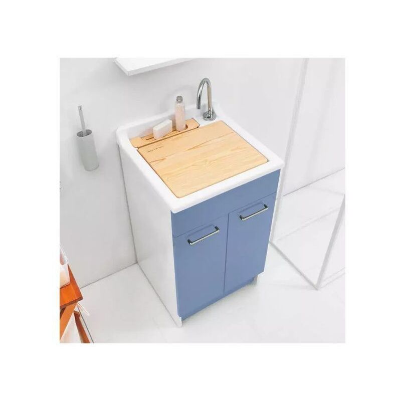 foto del prodotto lavatoio colavene swash 2 ante con asse lavapanni 50x45x86 celeste 24130d