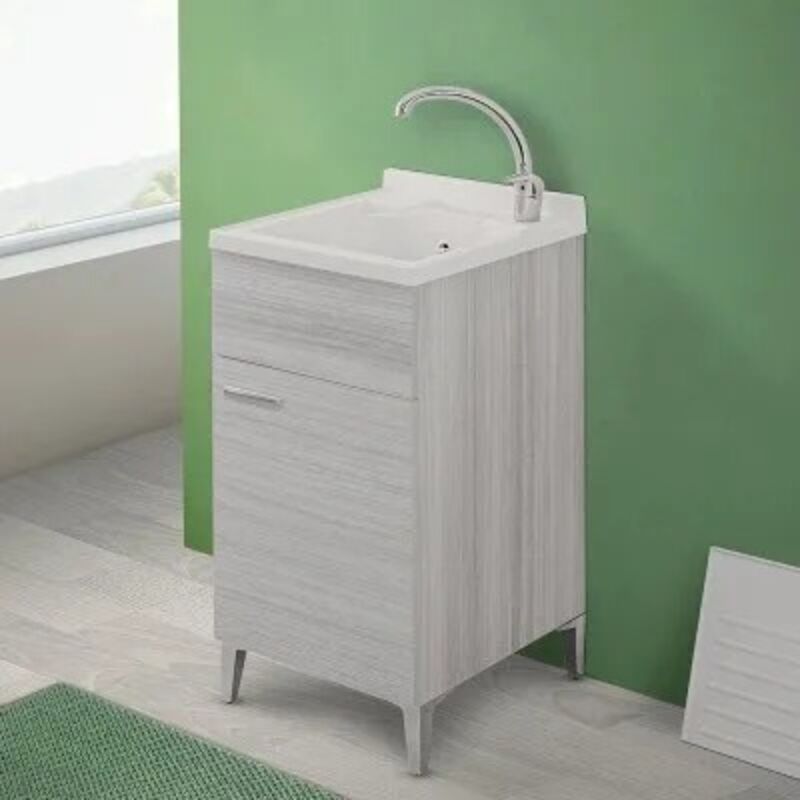 foto del prodotto lavatoio con mobile 45x50 cm grigio vasca in resina completa di asse