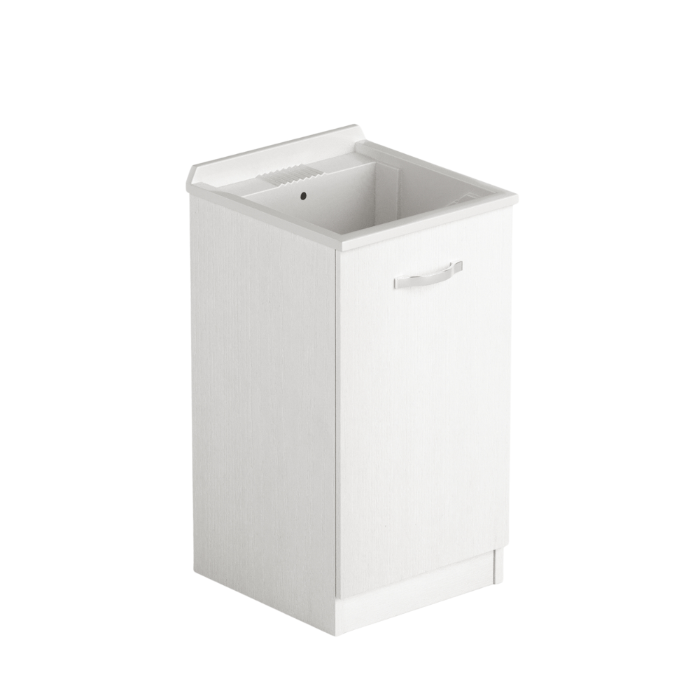 foto del prodotto lavatoio in legno 47x50 con anta colore bianco frassinato