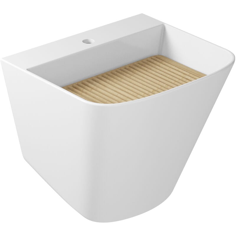 foto del prodotto lavatoio meg11 monoforo cm. 55x47 in ceramica bianco lucido di