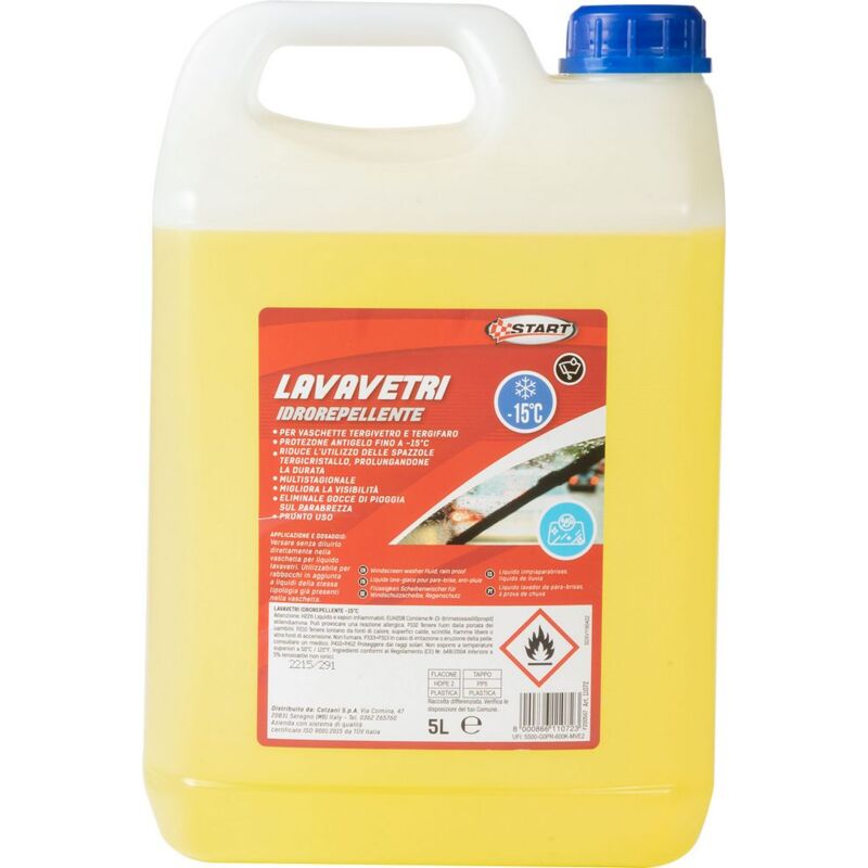 foto del prodotto lavavetri idrorepellente auto da 5 litri, per vaschette tergivetro e tergifaro, multistagionale, antigelo fino 15 gradi, antigoccia