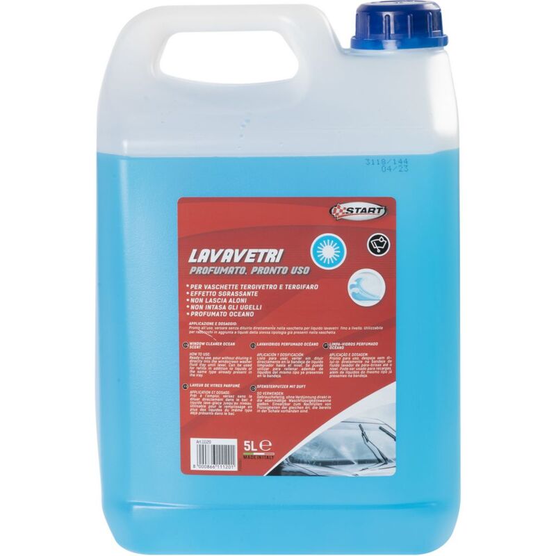 foto del prodotto lavavetri pronto uso profumato ocean capienza 5 litri per vaschette tergivetro e tergifaro effetto sgrassante