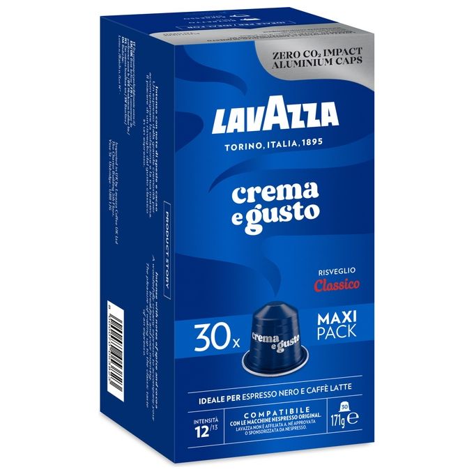 foto del prodotto lavazza capsule compatibili nespresso crema e gusto confezione da 30 capsule