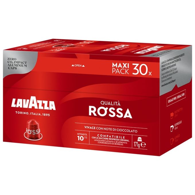 foto del prodotto lavazza capsule compatibili nespresso qualit rossa confezione da 30 capsule