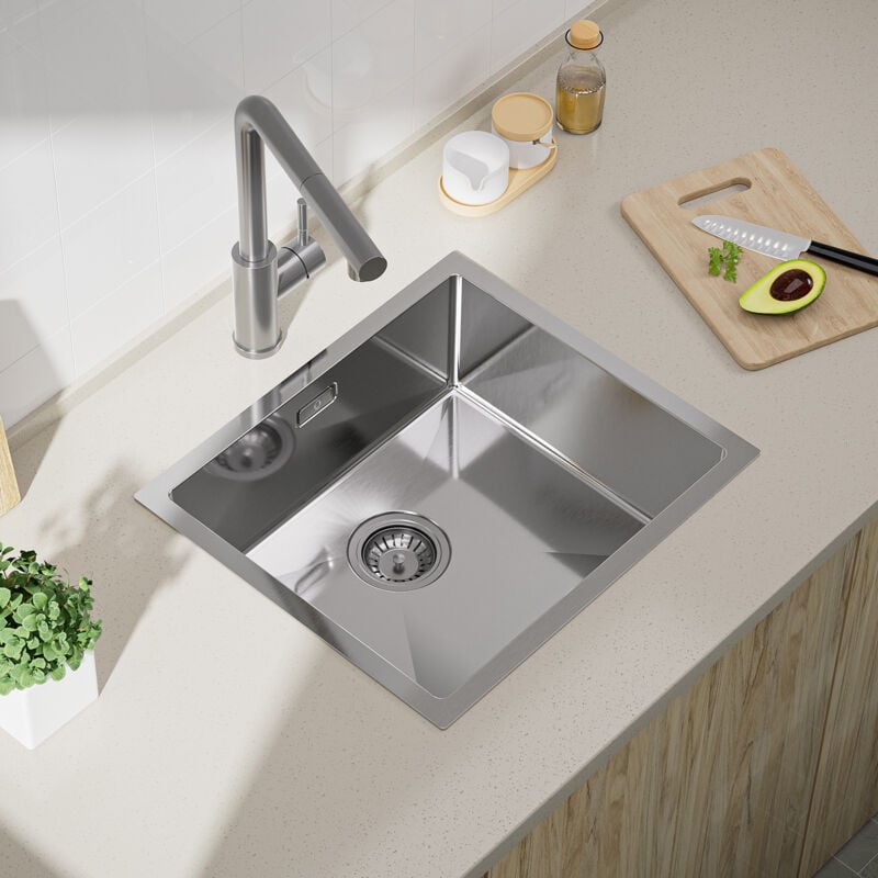 foto del prodotto lavelli una vasca lavello da cucina una vasca lavelli sottotop lavelli una vasca 50 x 44 cm acciaio inossidabile spazzolato 304 cecipa