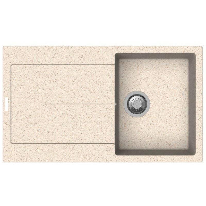 foto del prodotto lavello 86x50 cm in quarzo reversibile a una vasca e gocciolatoio colore avena enigma d100