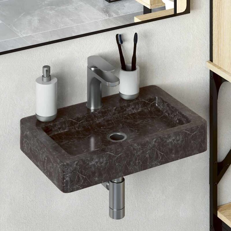 foto del prodotto lavello a parete nero 38x24x6,5 cm in marmo vidaxl