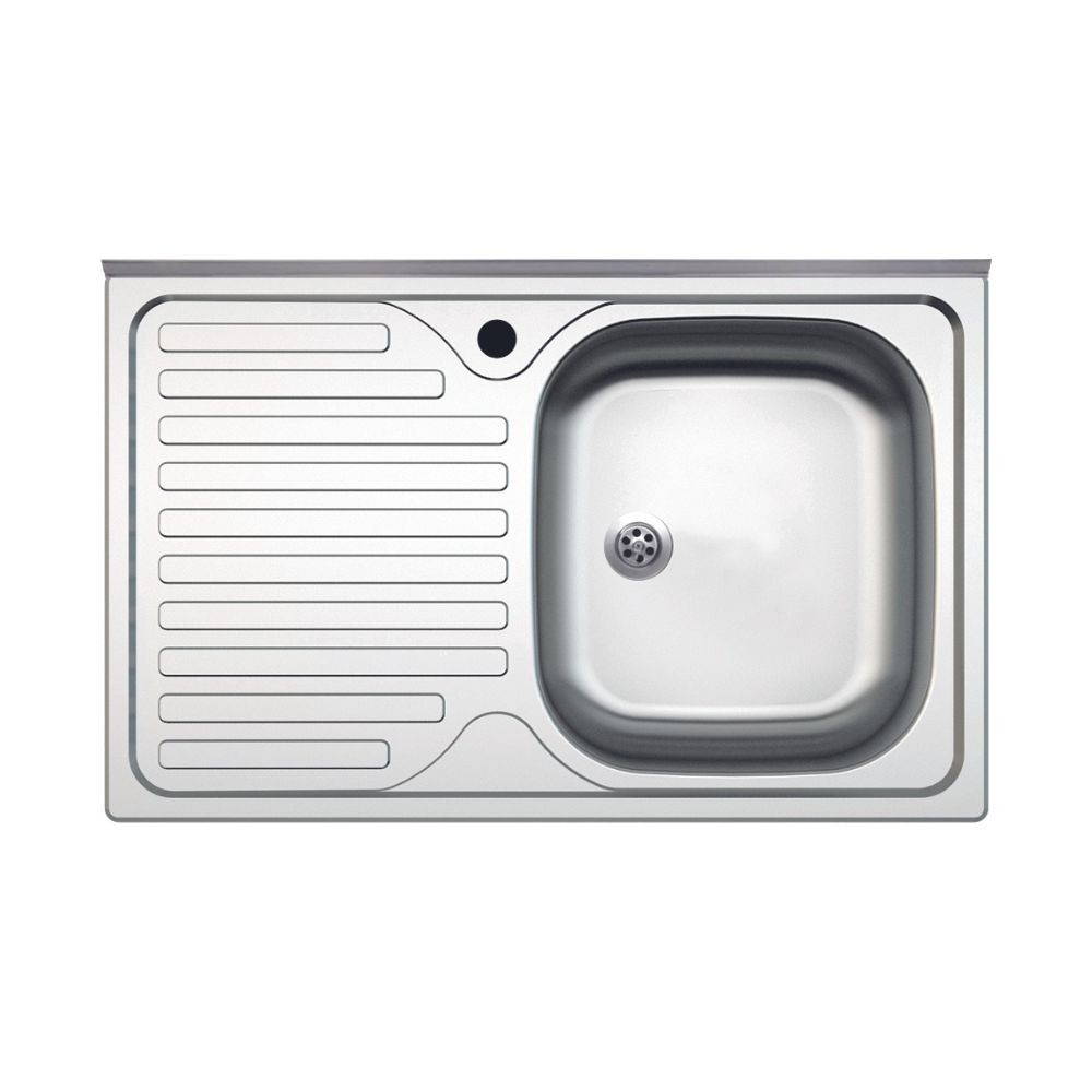 foto del prodotto lavello appoggio acciaio inox 80x50 cm una vasca e gocciolatoio sinistro sa216