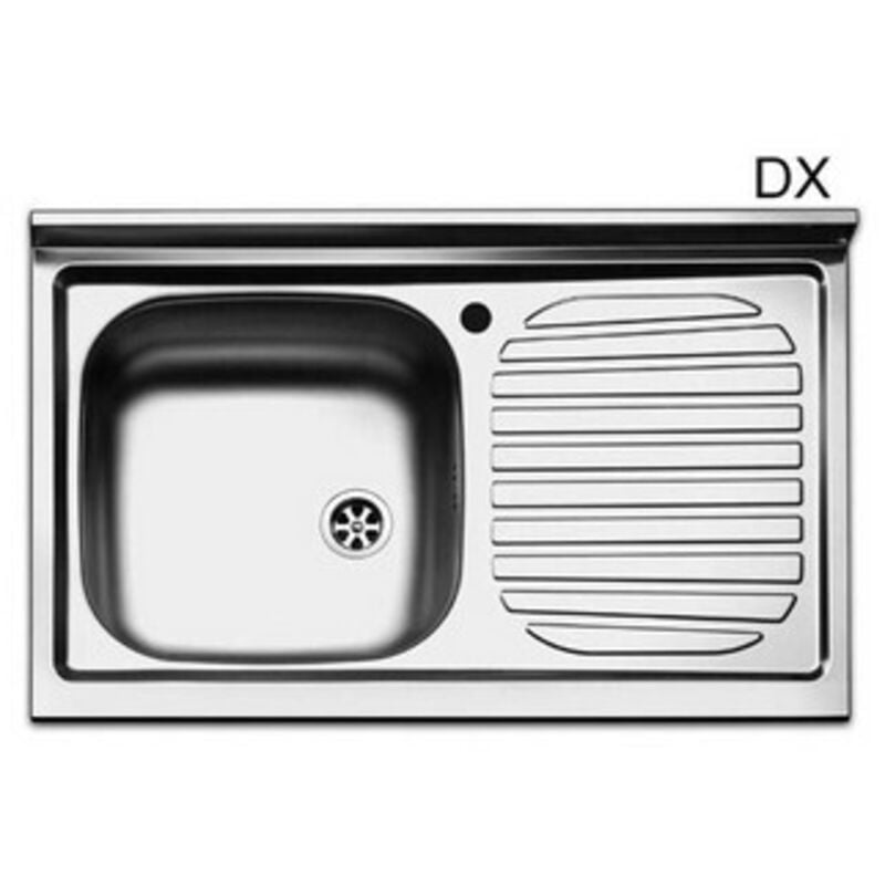 foto del prodotto lavello appoggio in acciaio inox con 1 vaschetta cm. 80 gocciolatoio sx