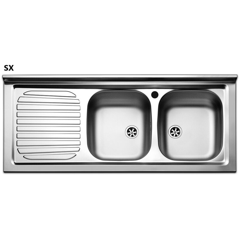 foto del prodotto lavello appoggio in acciaio inox con 2 vaschette