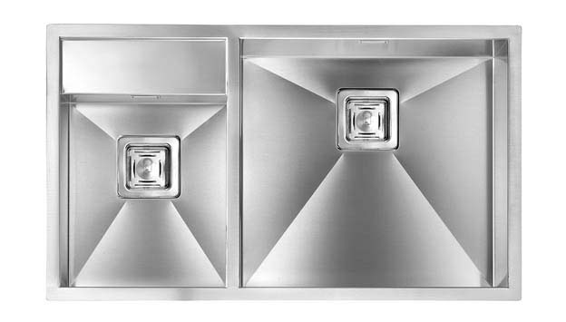 foto del prodotto lavello ariel f3 2 vasche destre acciaio inox incasso slim 86x50 prof. 19-13 012914.d2.01.2033