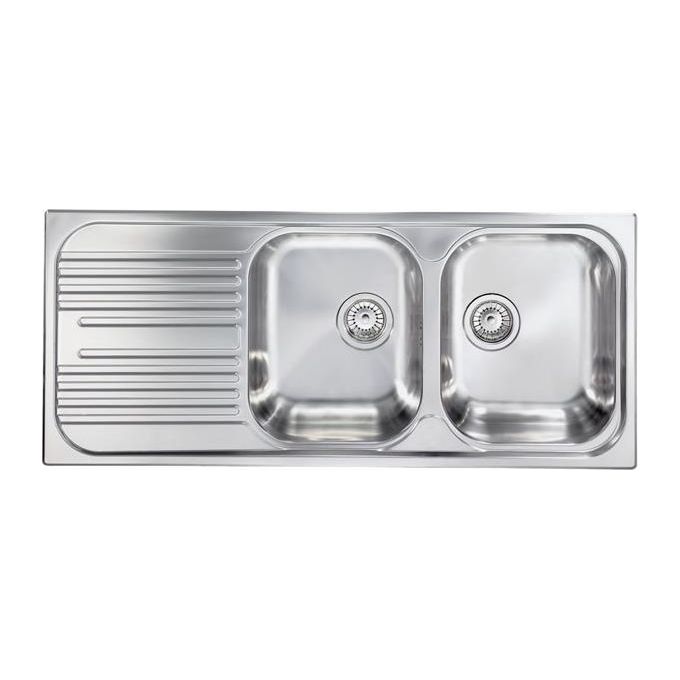 foto del prodotto lavello atlantic 116x50 2 vasche destre gocciolatoio acciaio inox