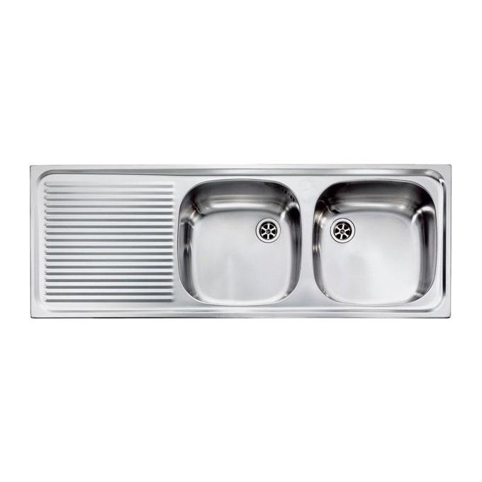 foto del prodotto lavello aurora 116x42 2 vasche destre gocciolatoio acciaio inox