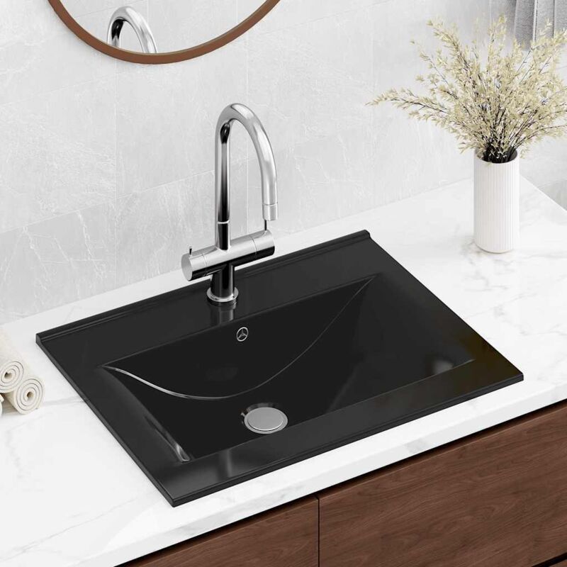foto del prodotto lavello bianco in ceramica di lusso con foro rubinetto 60x46 cm vidaxl