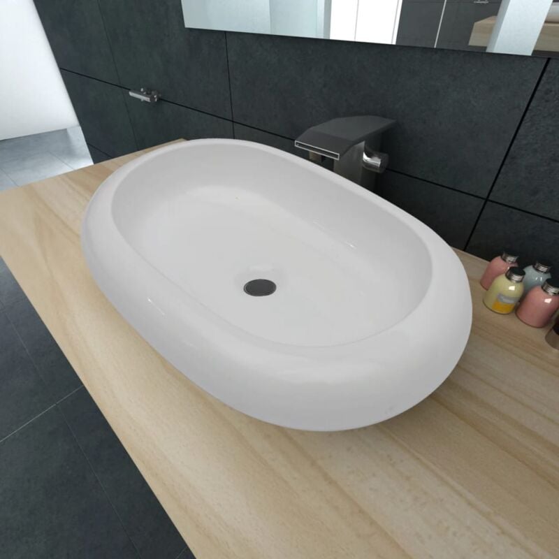 foto del prodotto lavello bianco in ceramica di lusso ovale 63 x 42 cm vidaxl