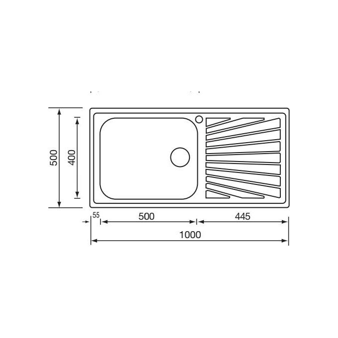 foto del prodotto lavello cometa 100x50 1 vasca sinistra gocciolatoio acciaio inox