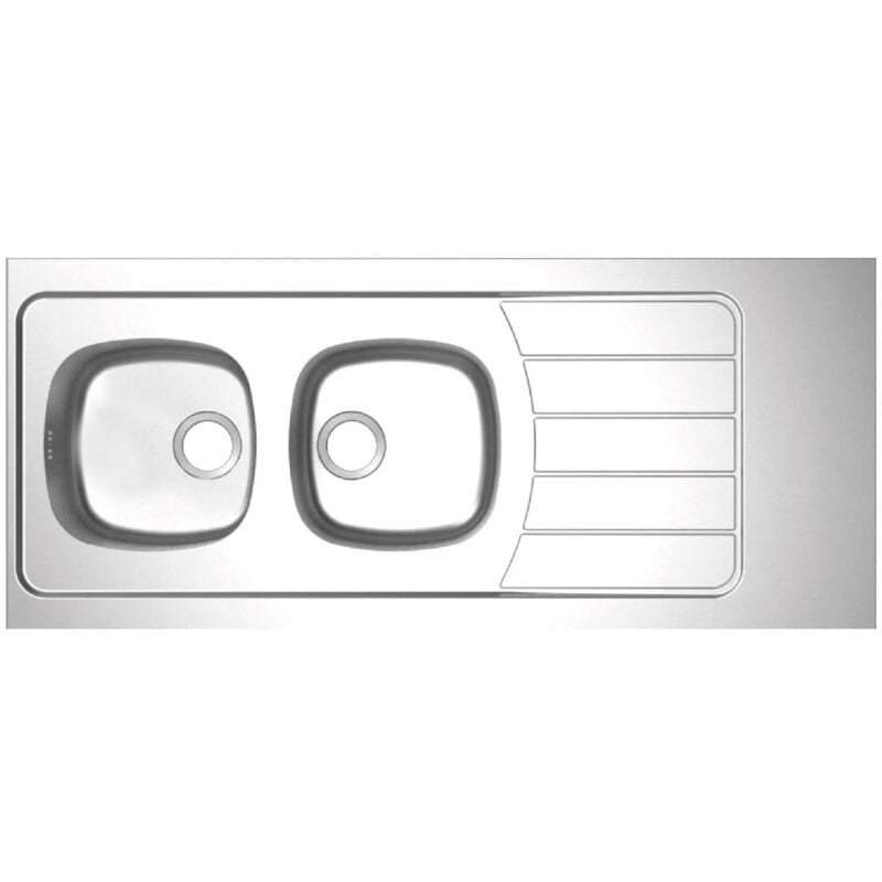 foto del prodotto lavello con 2 vasche e 1 sgocciolatoio in acciaio inox 18 10 140 x 60 mm