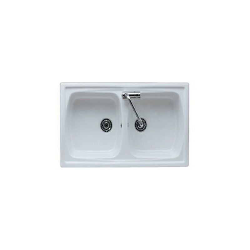 foto del prodotto lavello cucina 2 vasche incasso 86x50 in ceramica reversibile