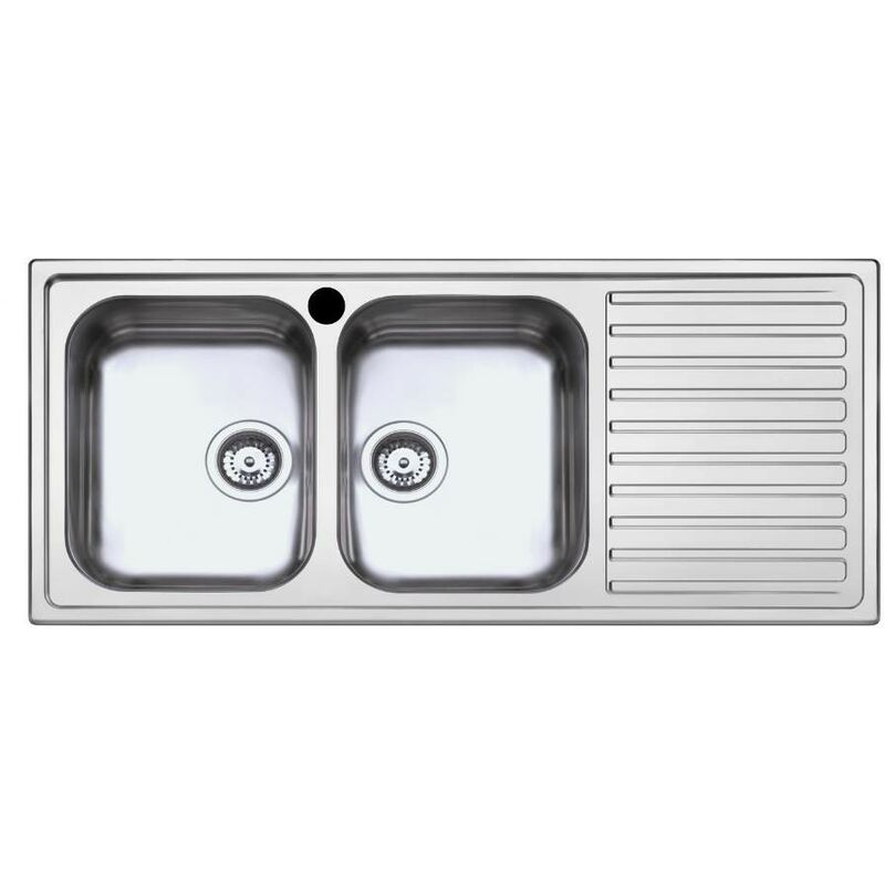 foto del prodotto lavello cucina acciaio 116x50 cm doppia vasca e gocciolatoio destro saxt333a