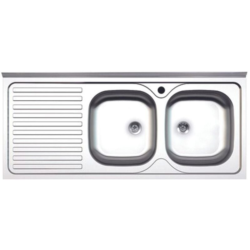 foto del prodotto lavello cucina acciaio appoggio 120x50 cm doppia vasca e gocciolatoio sinistro sa127sx