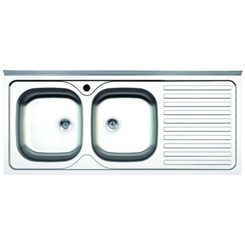 foto del prodotto lavello cucina appoggio doppia vasca gocciolatoio destro 120x50 cm samet sa127dx